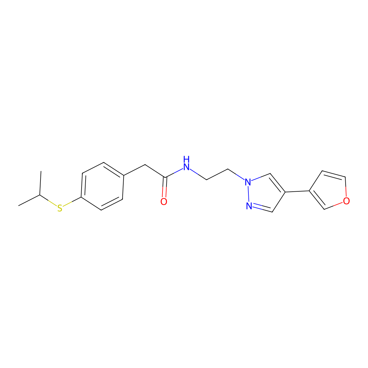 N-(2-(4-(furan-3-yl)-1H-pyrazol-1-yl)ethyl)-2-(4-(isopropylthio)phenyl)acetamide molecular structure, CAS 2034288-43-0
