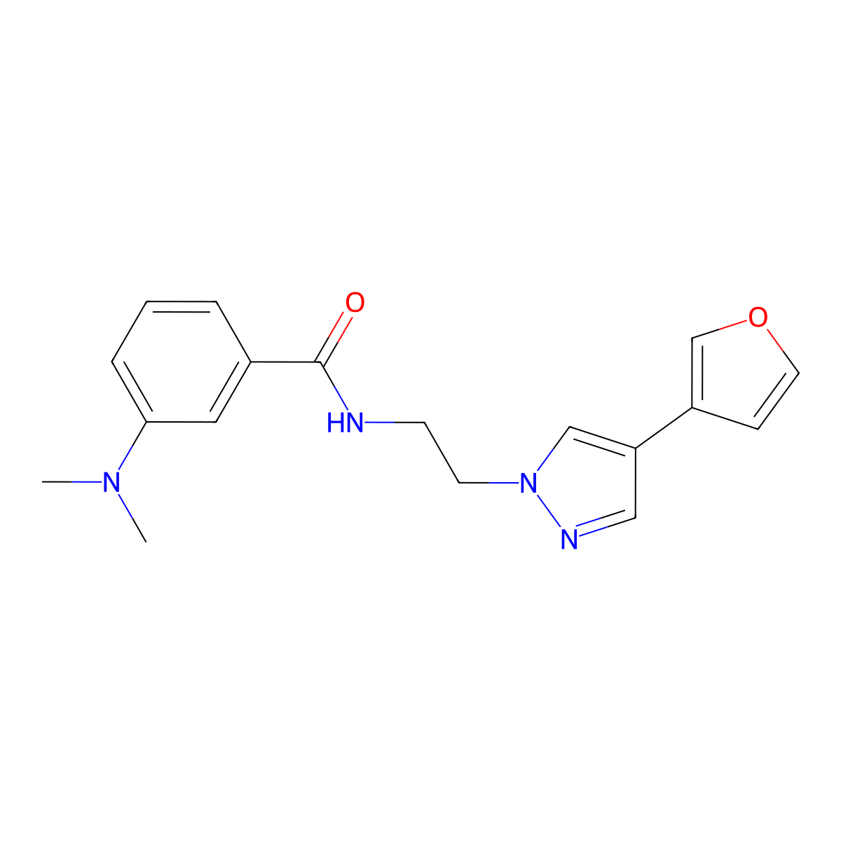 3-(dimethylamino)-N-{2-[4-(furan-3-yl)-1H-pyrazol-1-yl]ethyl}benzamide molecular structure, CAS 2034288-48-5