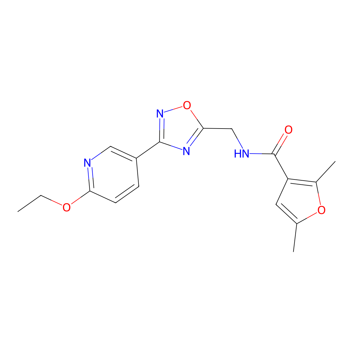 N-((3-(6-ethoxypyridin-3-yl)-1,2,4-oxadiazol-5-yl)methyl)-2,5-dimethylfuran-3-carboxamide molecular structure, CAS 2034288-49-6