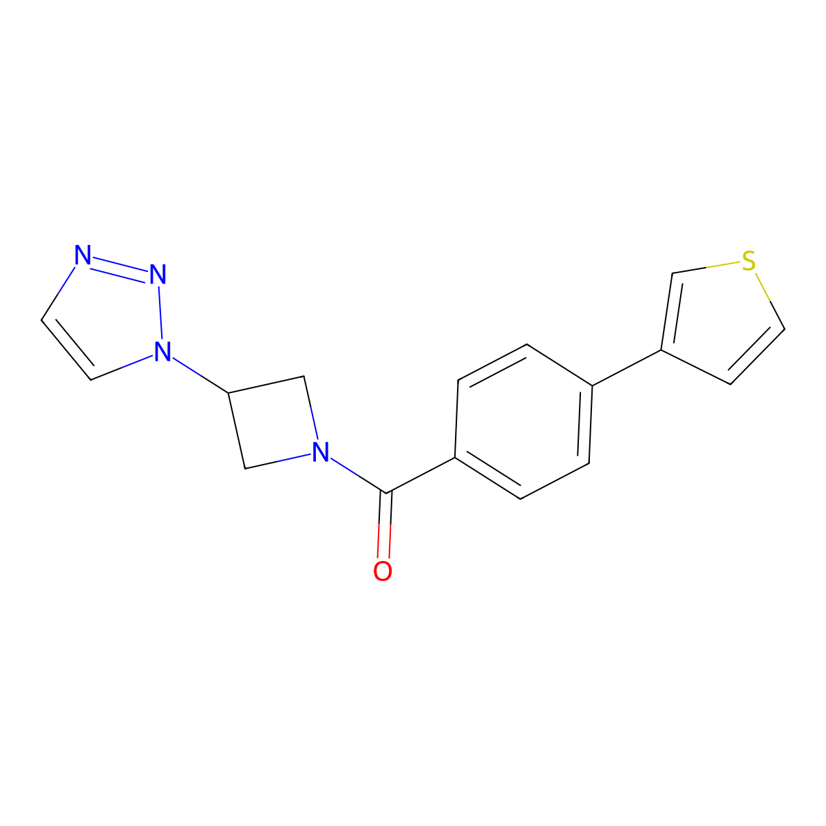 (3-(1H-1,2,3-triazol-1-yl)azetidin-1-yl)(4-(thiophen-3-yl)phenyl)methanone molecular structure, CAS 2034288-54-3