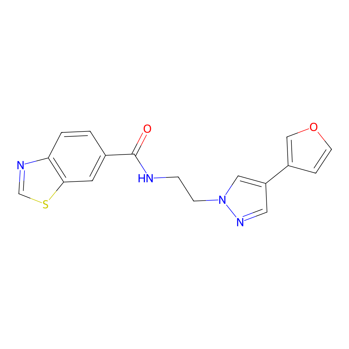 N-(2-(4-(furan-3-yl)-1H-pyrazol-1-yl)ethyl)benzo[d]thiazole-6-carboxamide molecular structure, CAS 2034288-58-7