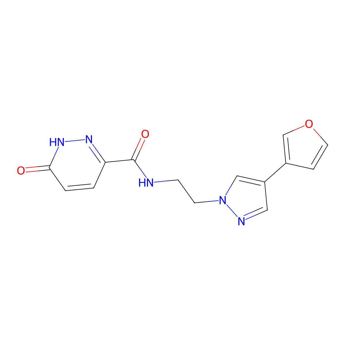 N-(2-(4-(furan-3-yl)-1H-pyrazol-1-yl)ethyl)-6-oxo-1,6-dihydropyridazine-3-carboxamide molecular structure, CAS 2034288-62-3