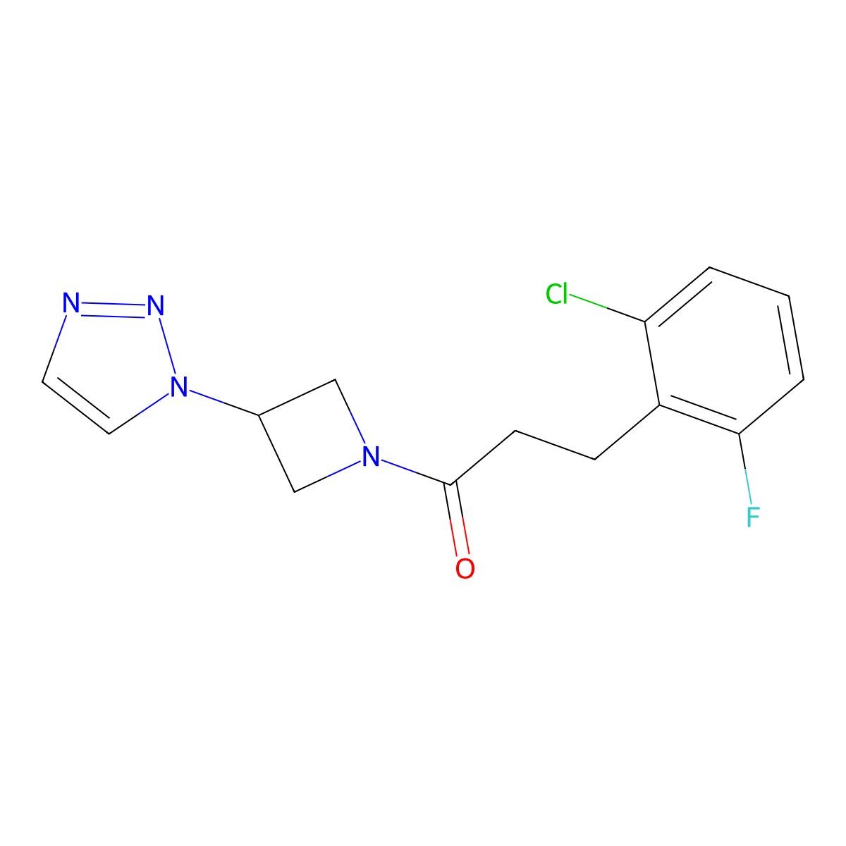 1-(3-(1H-1,2,3-triazol-1-yl)azetidin-1-yl)-3-(2-chloro-6-fluorophenyl)propan-1-one molecular structure, CAS 2034288-65-6