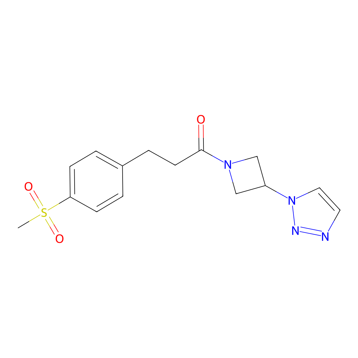 1-(3-(1H-1,2,3-triazol-1-yl)azetidin-1-yl)-3-(4-(methylsulfonyl)phenyl)propan-1-one molecular structure, CAS 2034288-70-3