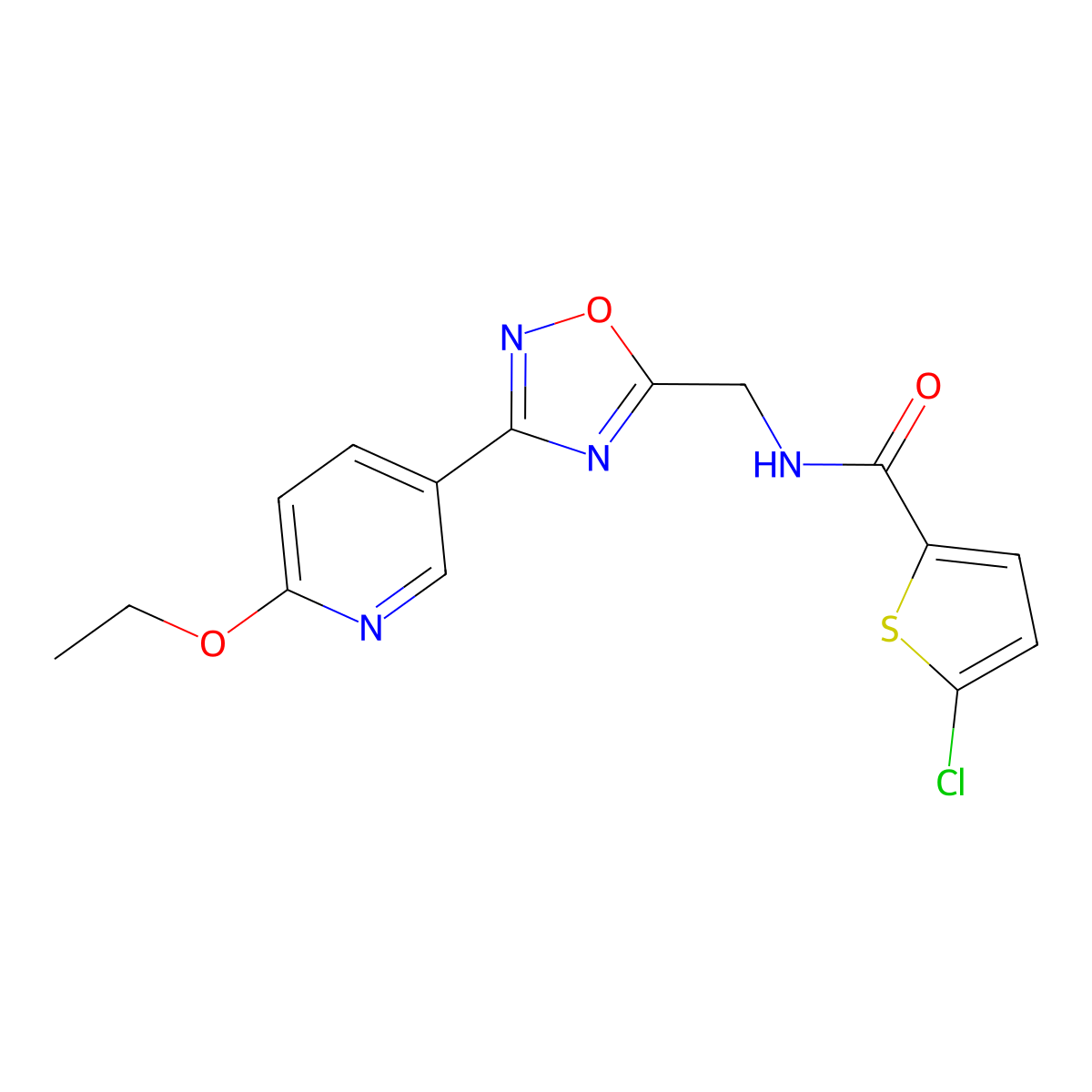 5-chloro-N-((3-(6-ethoxypyridin-3-yl)-1,2,4-oxadiazol-5-yl)methyl)thiophene-2-carboxamide molecular structure, CAS 2034288-75-8