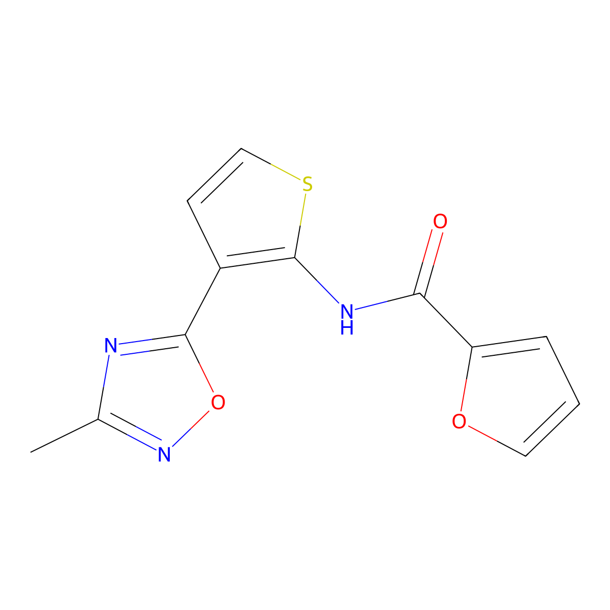 N-(3-(3-methyl-1,2,4-oxadiazol-5-yl)thiophen-2-yl)furan-2-carboxamide molecular structure, CAS 2034288-77-0