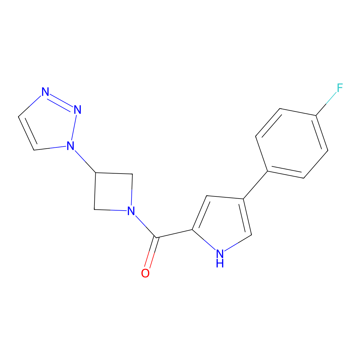 (3-(1H-1,2,3-triazol-1-yl)azetidin-1-yl)(4-(4-fluorophenyl)-1H-pyrrol-2-yl)methanone molecular structure, CAS 2034288-79-2