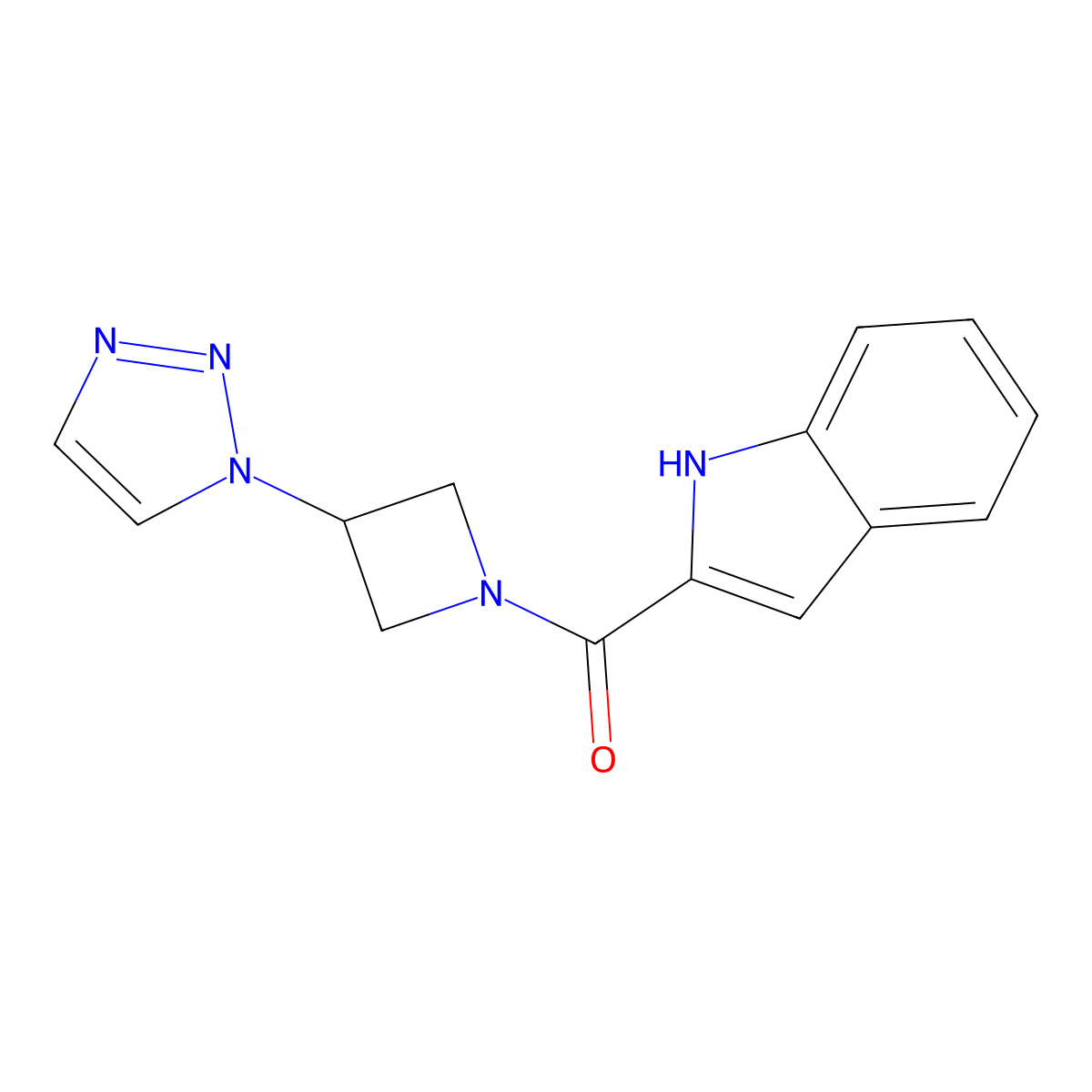 (3-(1H-1,2,3-triazol-1-yl)azetidin-1-yl)(1H-indol-2-yl)methanone molecular structure, CAS 2034288-85-0