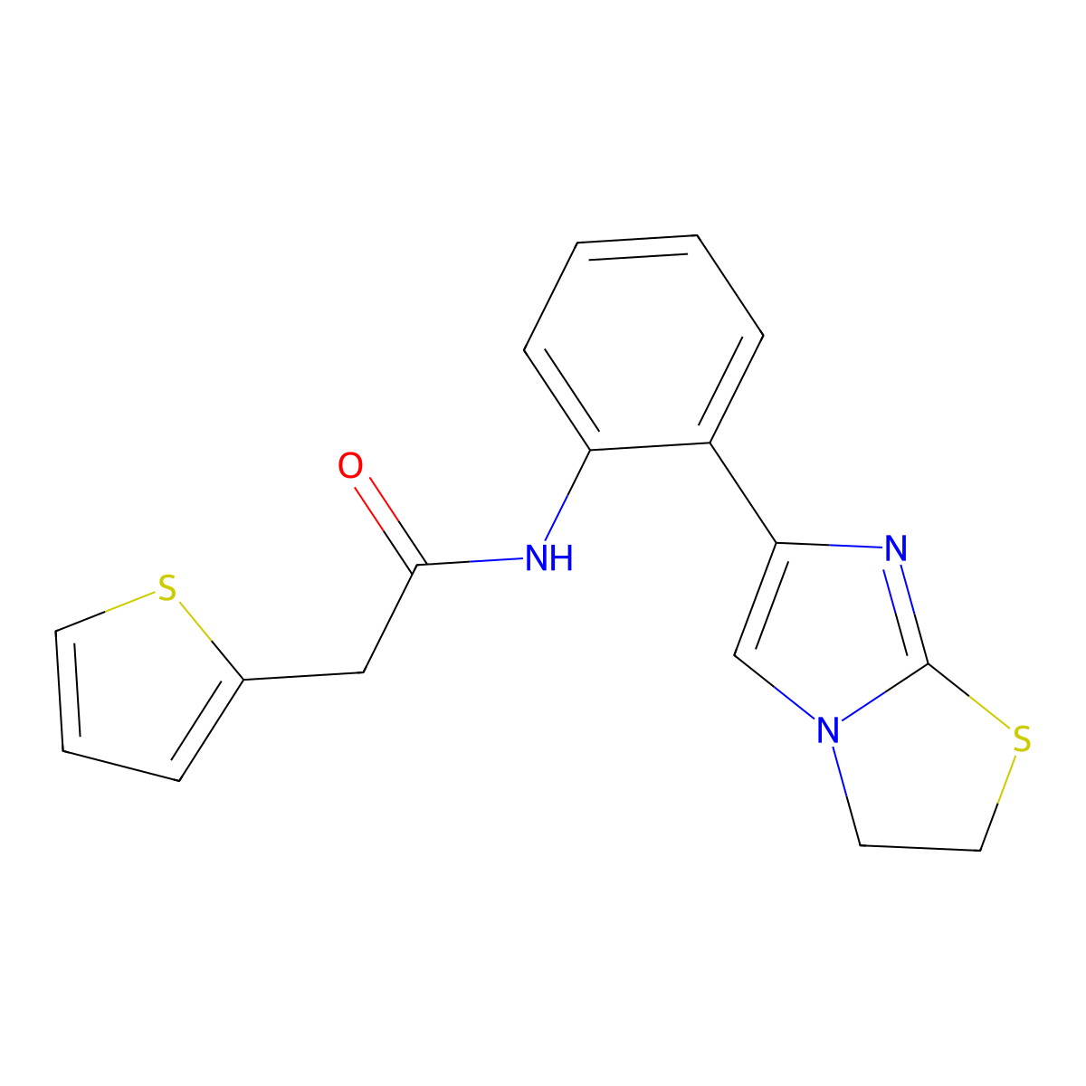 N-(2-(2,3-dihydroimidazo[2,1-b]thiazol-6-yl)phenyl)-2-(thiophen-2-yl)acetamide molecular structure, CAS 2034288-94-1