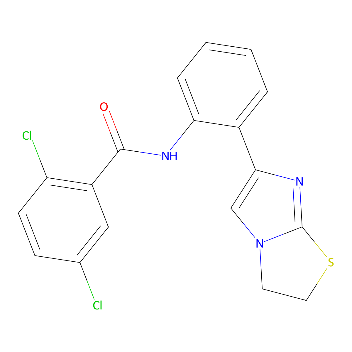 2,5-dichloro-N-(2-(2,3-dihydroimidazo[2,1-b]thiazol-6-yl)phenyl)benzamide molecular structure, CAS 2034289-00-2
