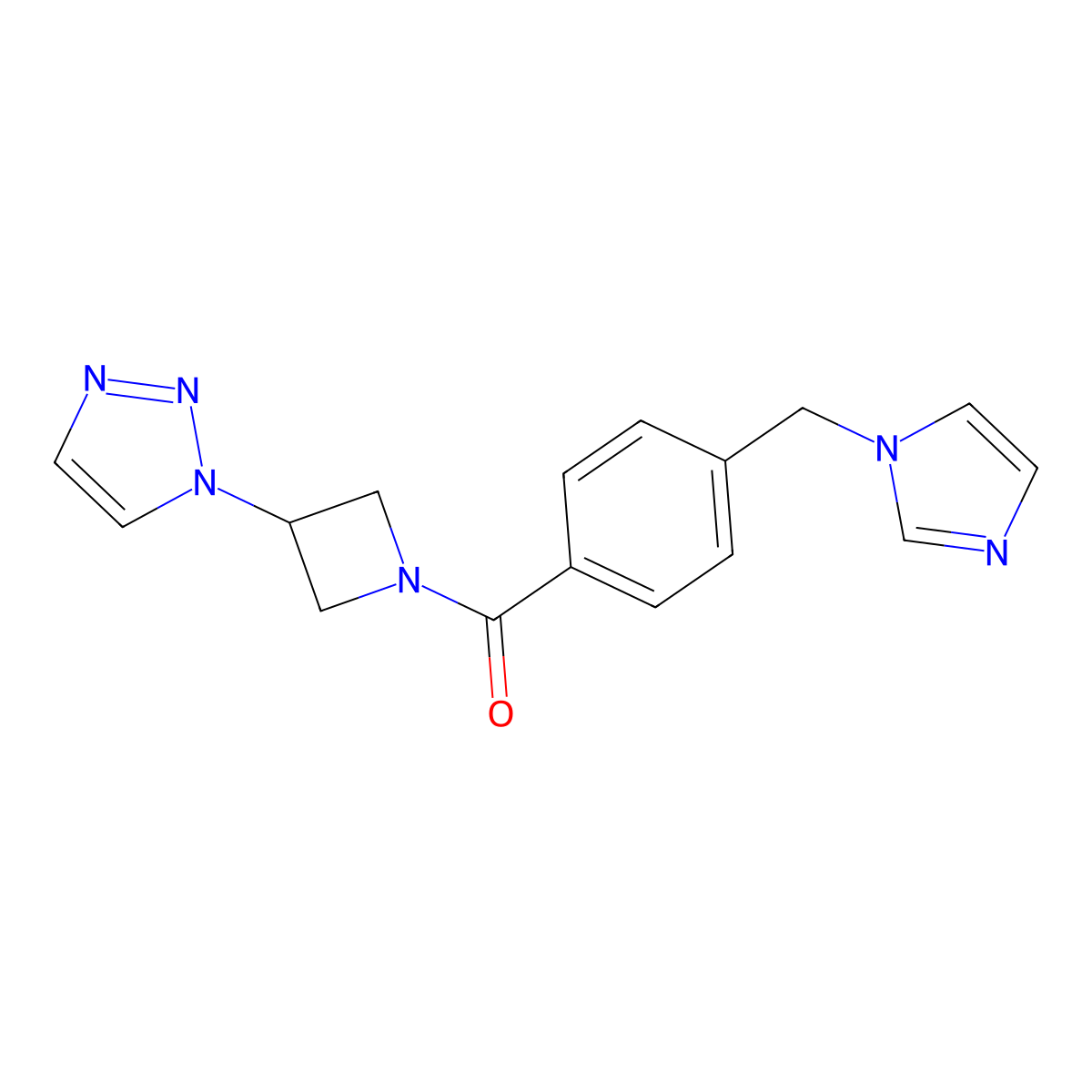 (3-(1H-1,2,3-triazol-1-yl)azetidin-1-yl)(4-((1H-imidazol-1-yl)methyl)phenyl)methanone molecular structure, CAS 2034289-01-3