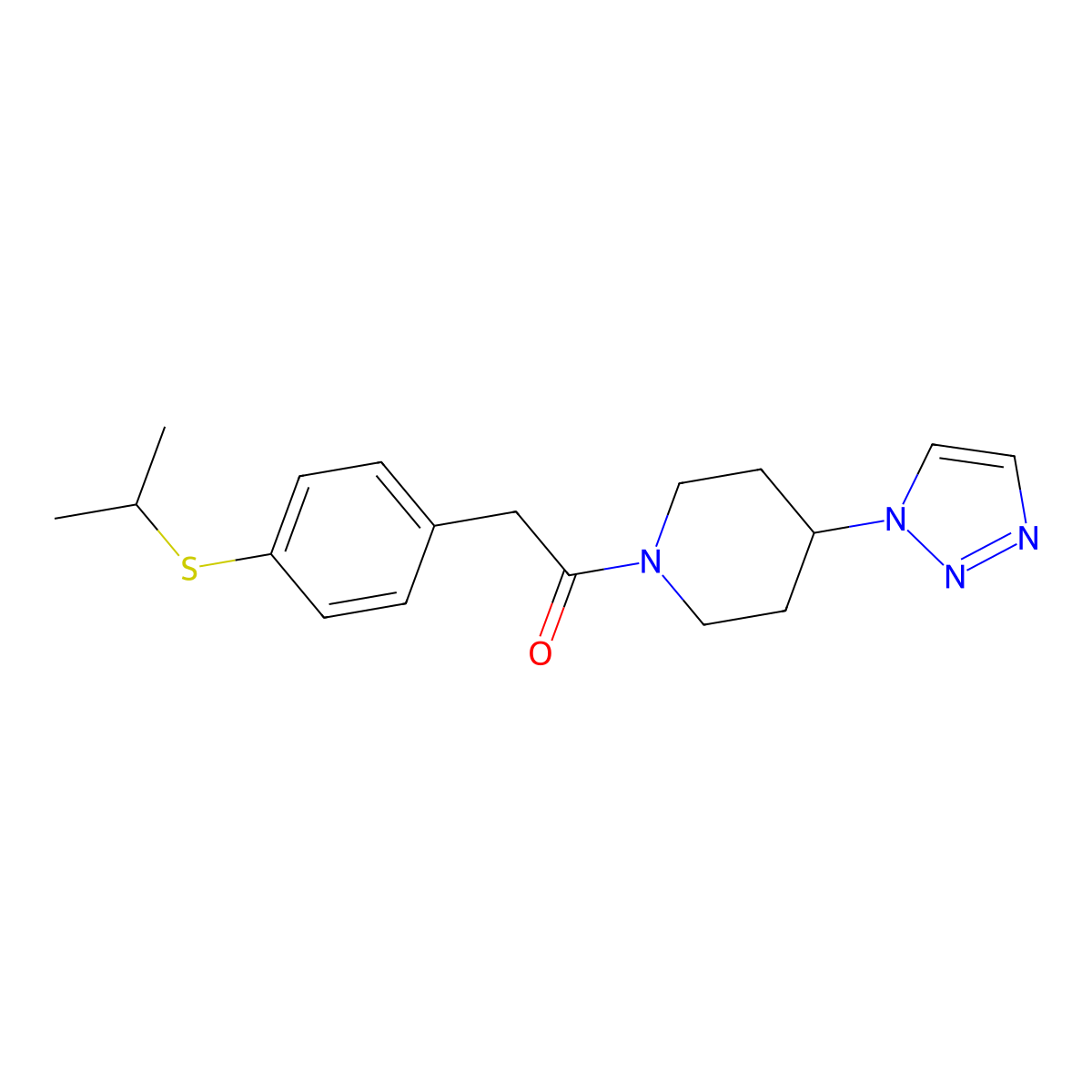 1-(4-(1H-1,2,3-triazol-1-yl)piperidin-1-yl)-2-(4-(isopropylthio)phenyl)ethanone molecular structure, CAS 2034289-05-7