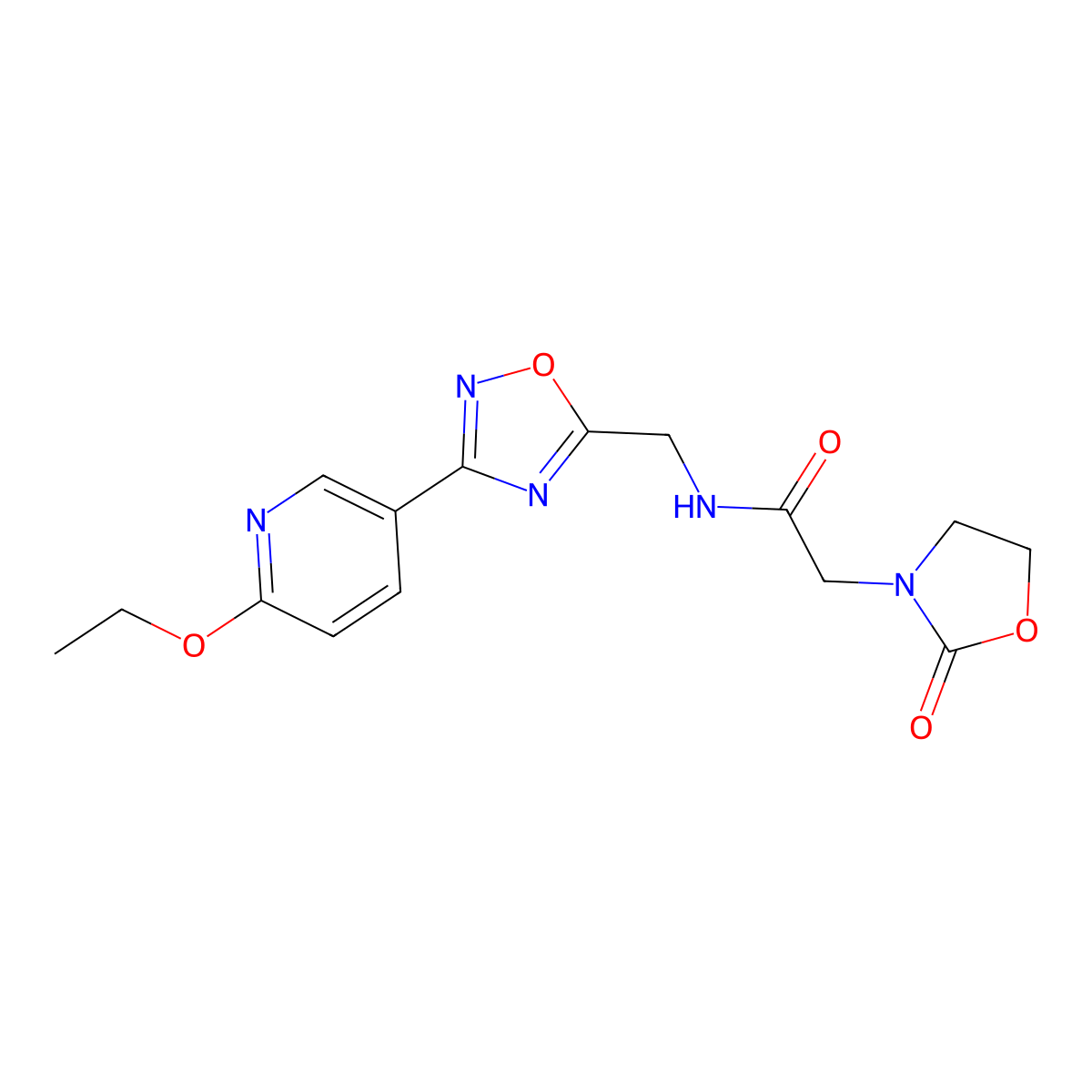 N-((3-(6-ethoxypyridin-3-yl)-1,2,4-oxadiazol-5-yl)methyl)-2-(2-oxooxazolidin-3-yl)acetamide molecular structure, CAS 2034289-07-9