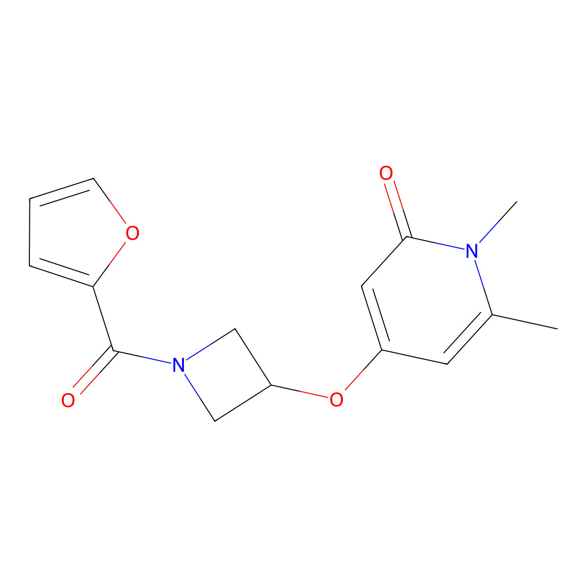 4-((1-(furan-2-carbonyl)azetidin-3-yl)oxy)-1,6-dimethylpyridin-2(1H)-one molecular structure, CAS 2034289-08-0