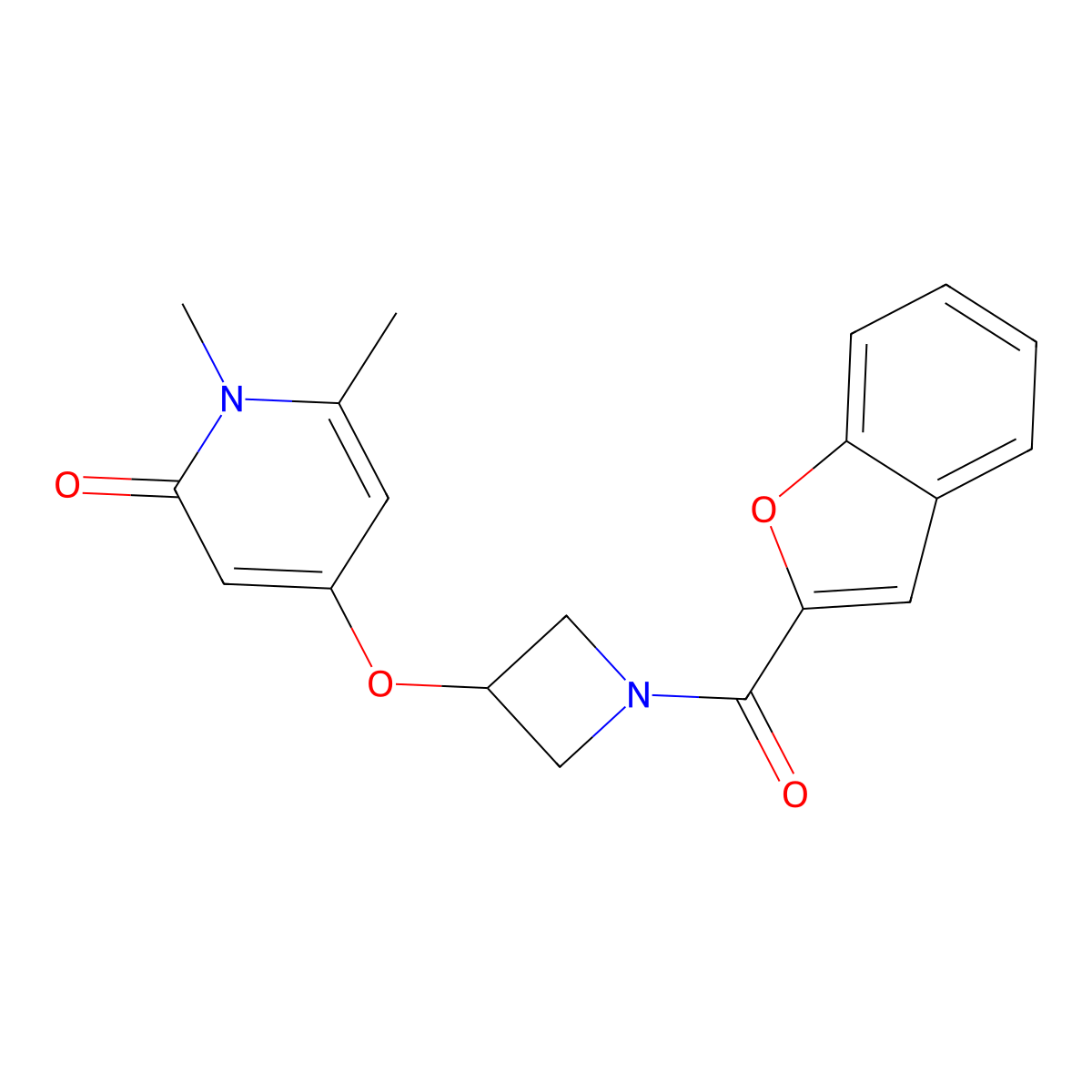 4-((1-(benzofuran-2-carbonyl)azetidin-3-yl)oxy)-1,6-dimethylpyridin-2(1H)-one molecular structure, CAS 2034289-15-9
