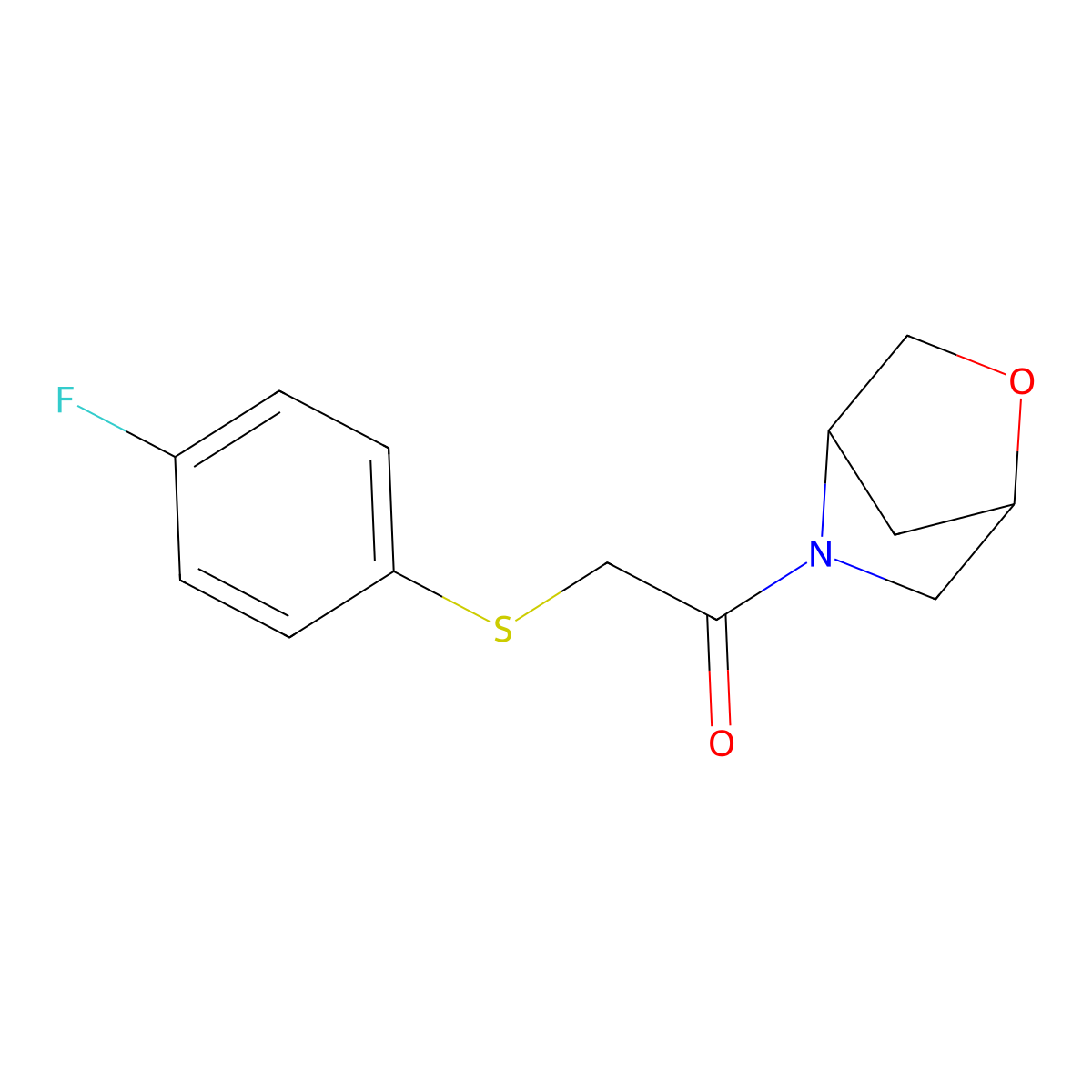 1-(2-Oxa-5-azabicyclo[2.2.1]heptan-5-yl)-2-((4-fluorophenyl)thio)ethanone molecular structure, CAS 2034289-20-6