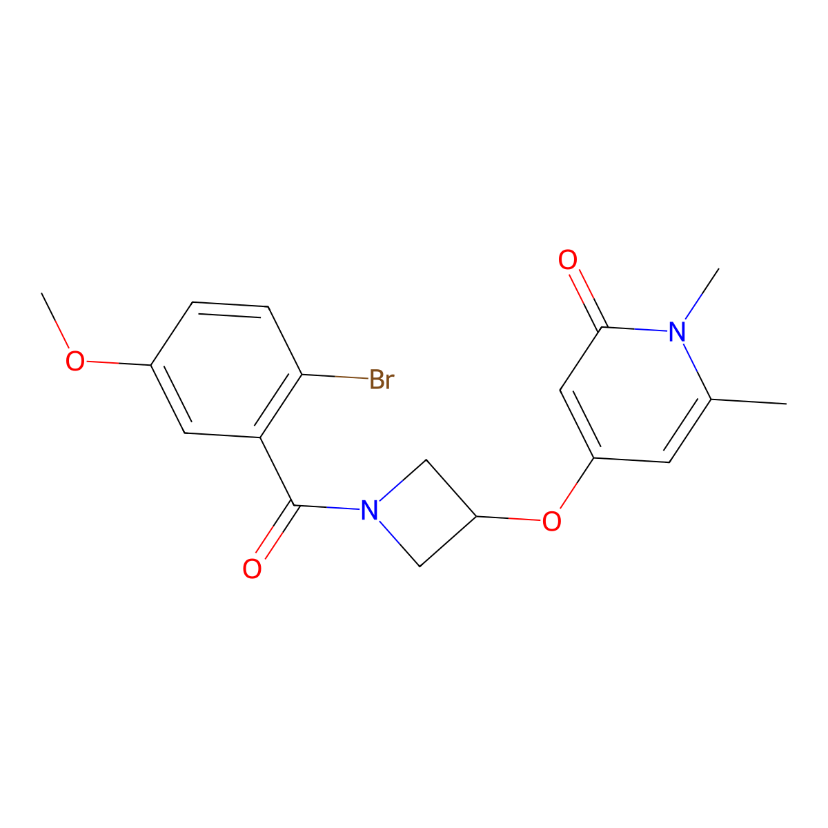 4-((1-(2-bromo-5-methoxybenzoyl)azetidin-3-yl)oxy)-1,6-dimethylpyridin-2(1H)-one molecular structure, CAS 2034289-25-1