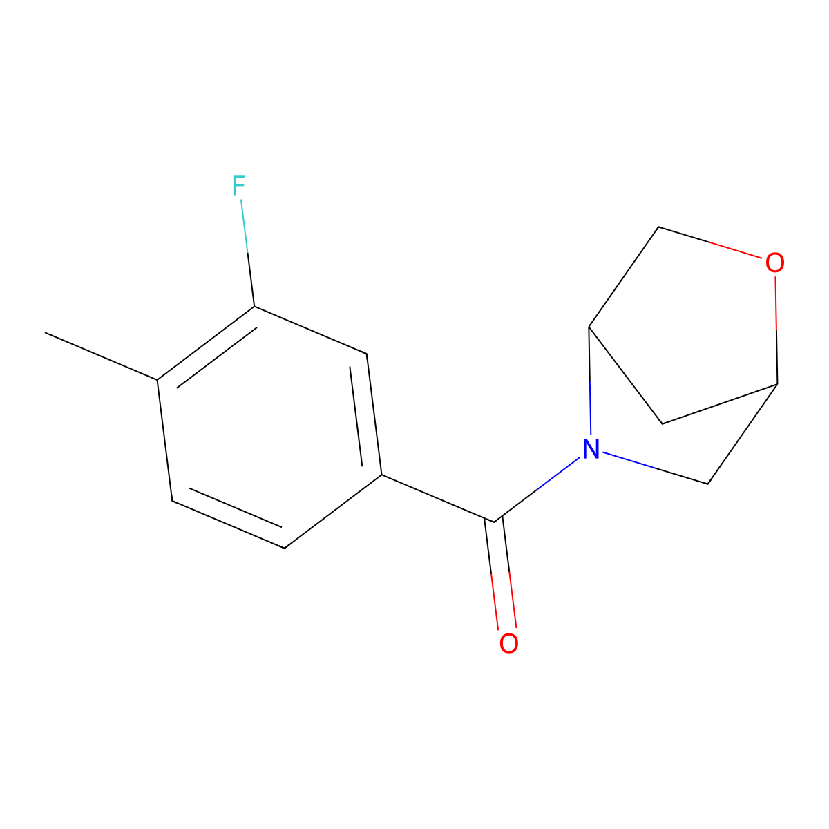 2-Oxa-5-azabicyclo[2.2.1]heptan-5-yl(3-fluoro-4-methylphenyl)methanone molecular structure, CAS 2034289-46-6