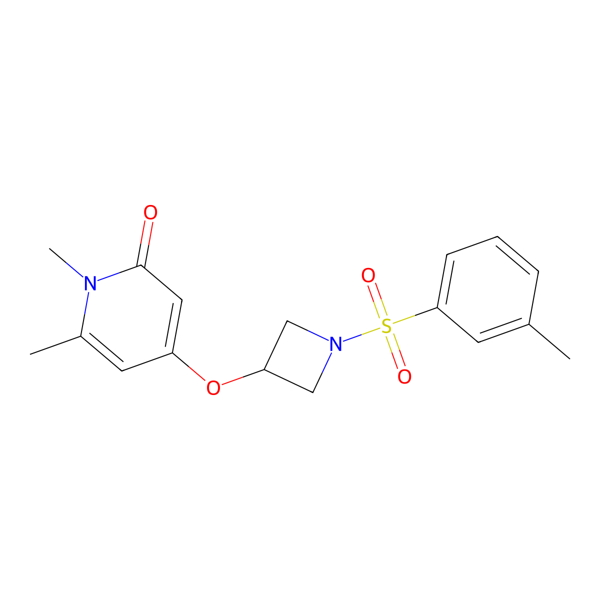1,6-dimethyl-4-((1-(m-tolylsulfonyl)azetidin-3-yl)oxy)pyridin-2(1H)-one molecular structure, CAS 2034289-57-9