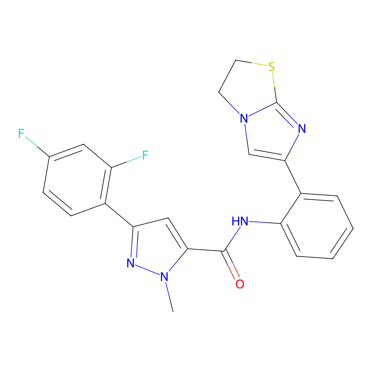 3-(2,4-difluorophenyl)-N-(2-(2,3-dihydroimidazo[2,1-b]thiazol-6-yl)phenyl)-1-methyl-1H-pyrazole-5-carboxamide molecular structure, CAS 2034289-66-0