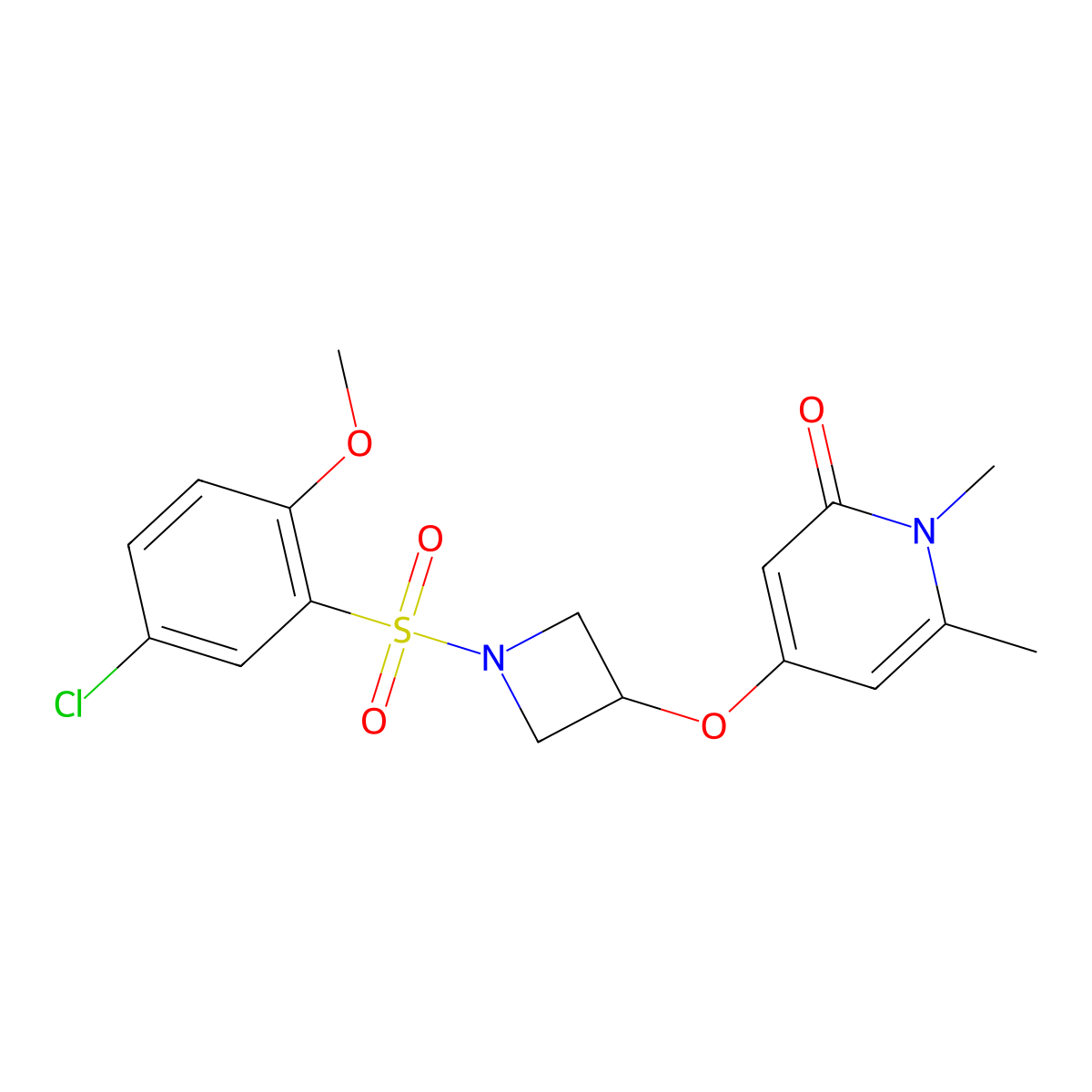 4-((1-((5-chloro-2-methoxyphenyl)sulfonyl)azetidin-3-yl)oxy)-1,6-dimethylpyridin-2(1H)-one molecular structure, CAS 2034289-67-1