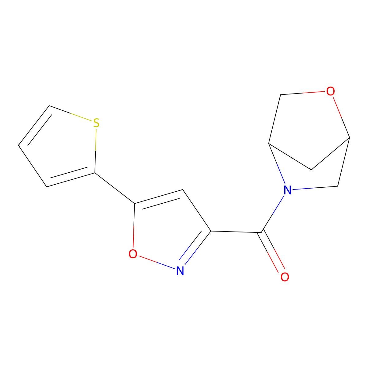 2-Oxa-5-azabicyclo[2.2.1]heptan-5-yl(5-(thiophen-2-yl)isoxazol-3-yl)methanone molecular structure, CAS 2034289-68-2