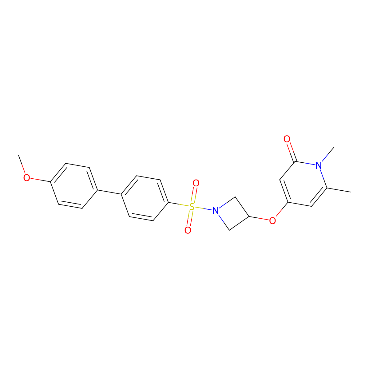 4-((1-((4'-methoxy-[1,1'-biphenyl]-4-yl)sulfonyl)azetidin-3-yl)oxy)-1,6-dimethylpyridin-2(1H)-one molecular structure, CAS 2034289-75-1