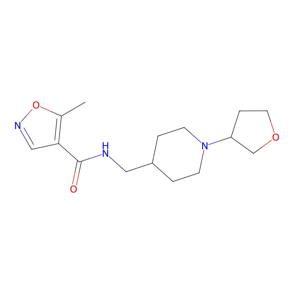 5-methyl-N-((1-(tetrahydrofuran-3-yl)piperidin-4-yl)methyl)isoxazole-4-carboxamide molecular structure, CAS 2034289-77-3