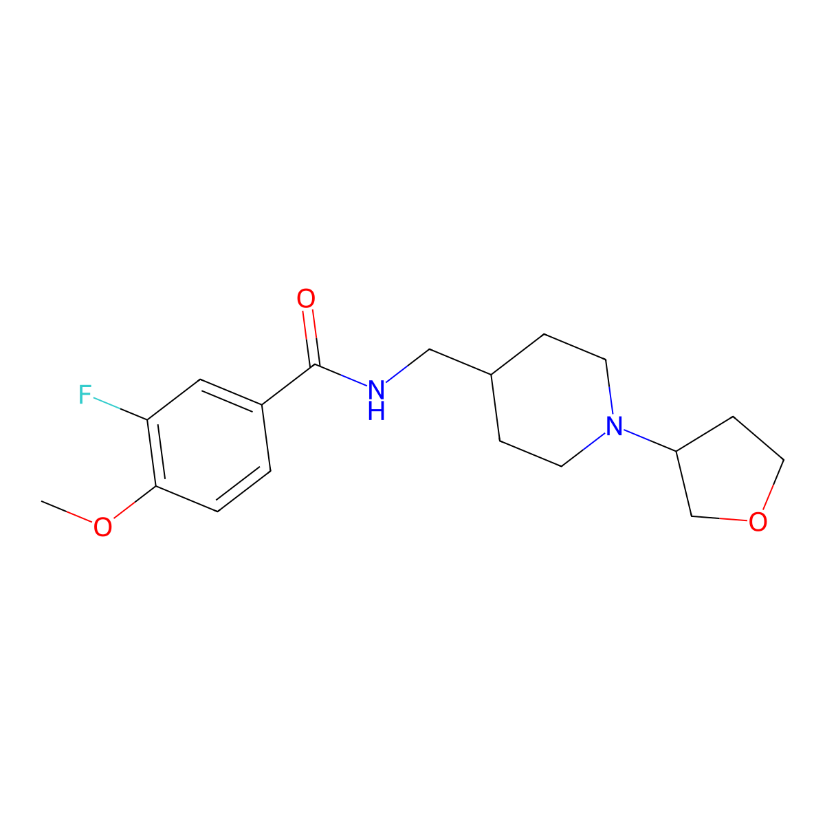 3-fluoro-4-methoxy-N-((1-(tetrahydrofuran-3-yl)piperidin-4-yl)methyl)benzamide molecular structure, CAS 2034289-81-9