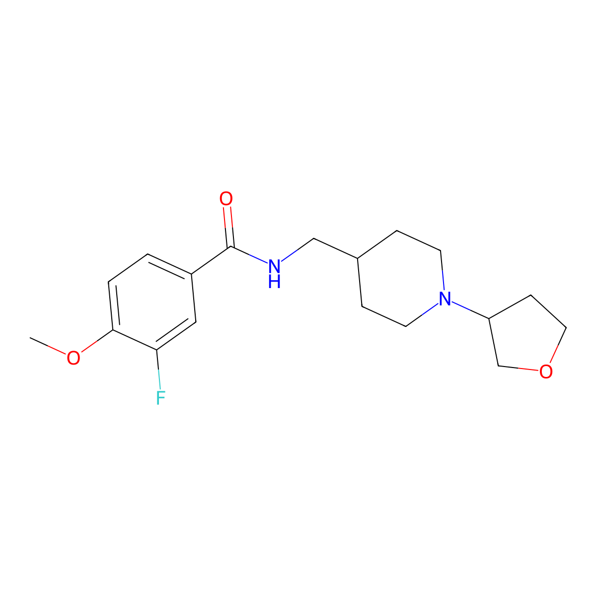 3-fluoro-4-methoxy-N-((1-(tetrahydrofuran-3-yl)piperidin-4-yl)methyl)benzamide molecular structure, CAS 2034289-81-9