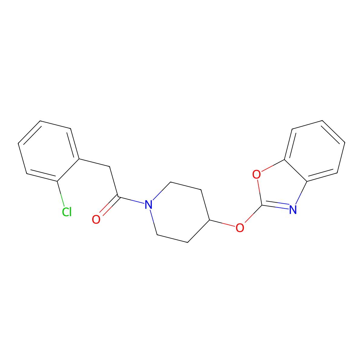 1-(4-(Benzo[d]oxazol-2-yloxy)piperidin-1-yl)-2-(2-chlorophenyl)ethanone molecular structure, CAS 2034289-88-6