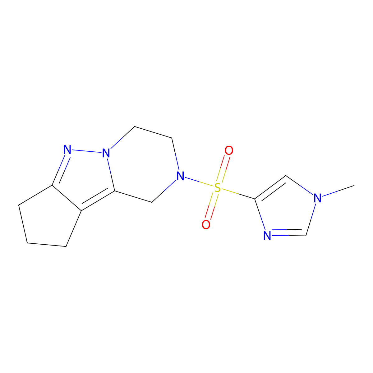 2-((1-methyl-1H-imidazol-4-yl)sulfonyl)-2,3,4,7,8,9-hexahydro-1H-cyclopenta[3,4]pyrazolo[1,5-a]pyrazine molecular structure, CAS 2034289-90-0