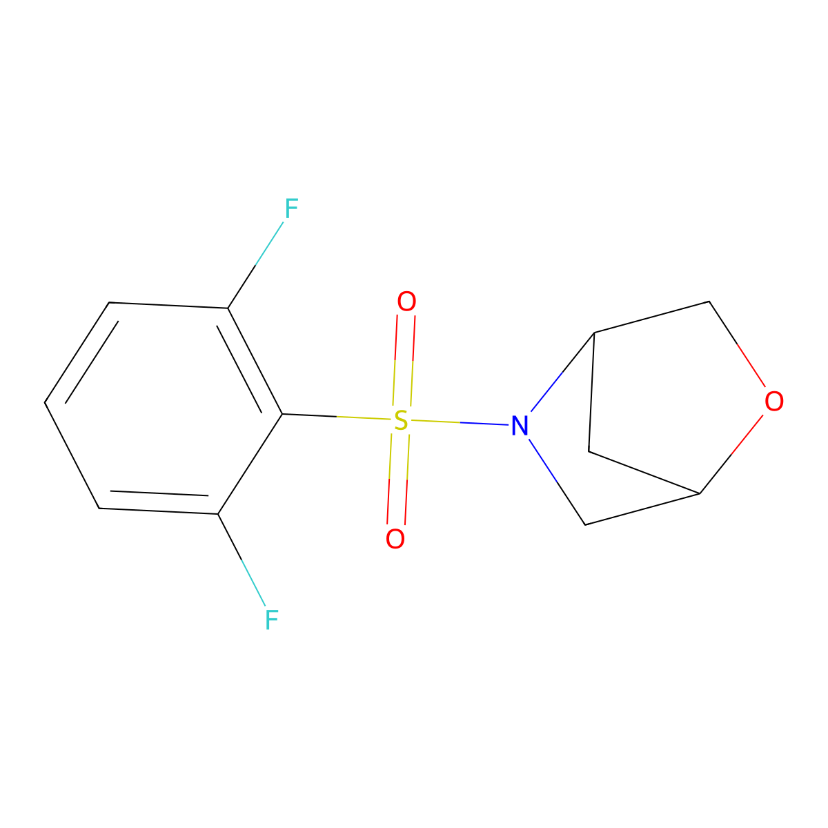 5-((2,6-Difluorophenyl)sulfonyl)-2-oxa-5-azabicyclo[2.2.1]heptane molecular structure, CAS 2034289-92-2