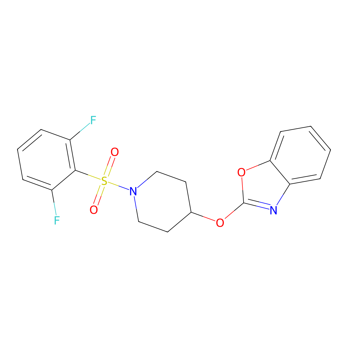 2-((1-((2,6-Difluorophenyl)sulfonyl)piperidin-4-yl)oxy)benzo[d]oxazole molecular structure, CAS 2034289-96-6