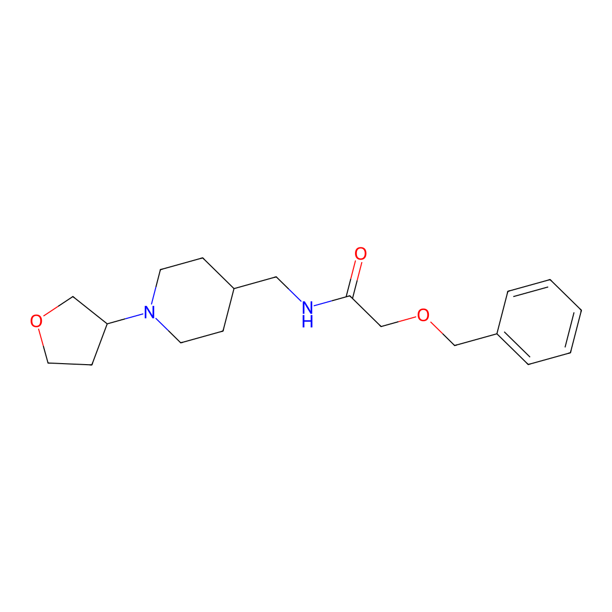 2-(benzyloxy)-N-((1-(tetrahydrofuran-3-yl)piperidin-4-yl)methyl)acetamide molecular structure, CAS 2034290-05-4