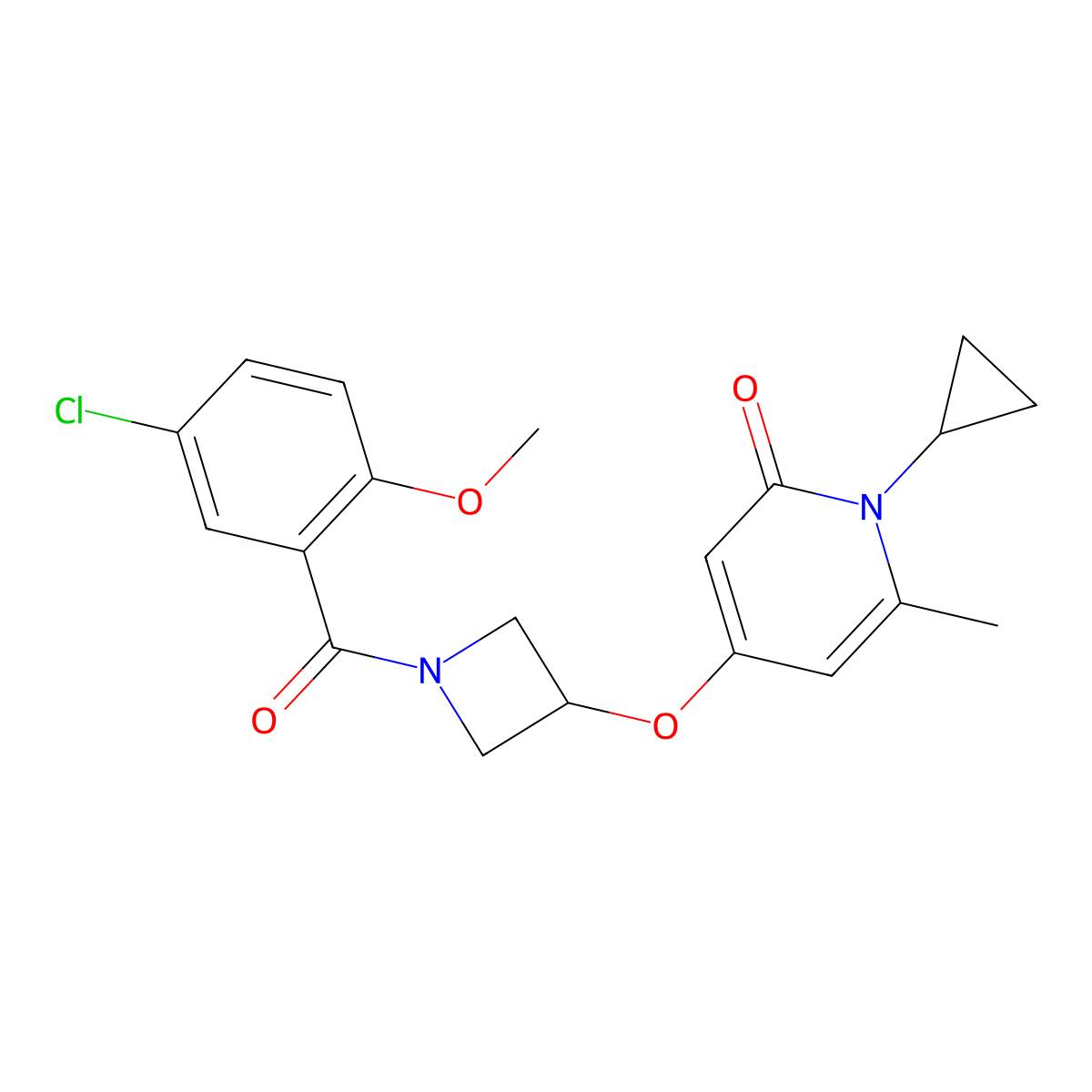 4-((1-(5-chloro-2-methoxybenzoyl)azetidin-3-yl)oxy)-1-cyclopropyl-6-methylpyridin-2(1H)-one molecular structure, CAS 2034290-09-8