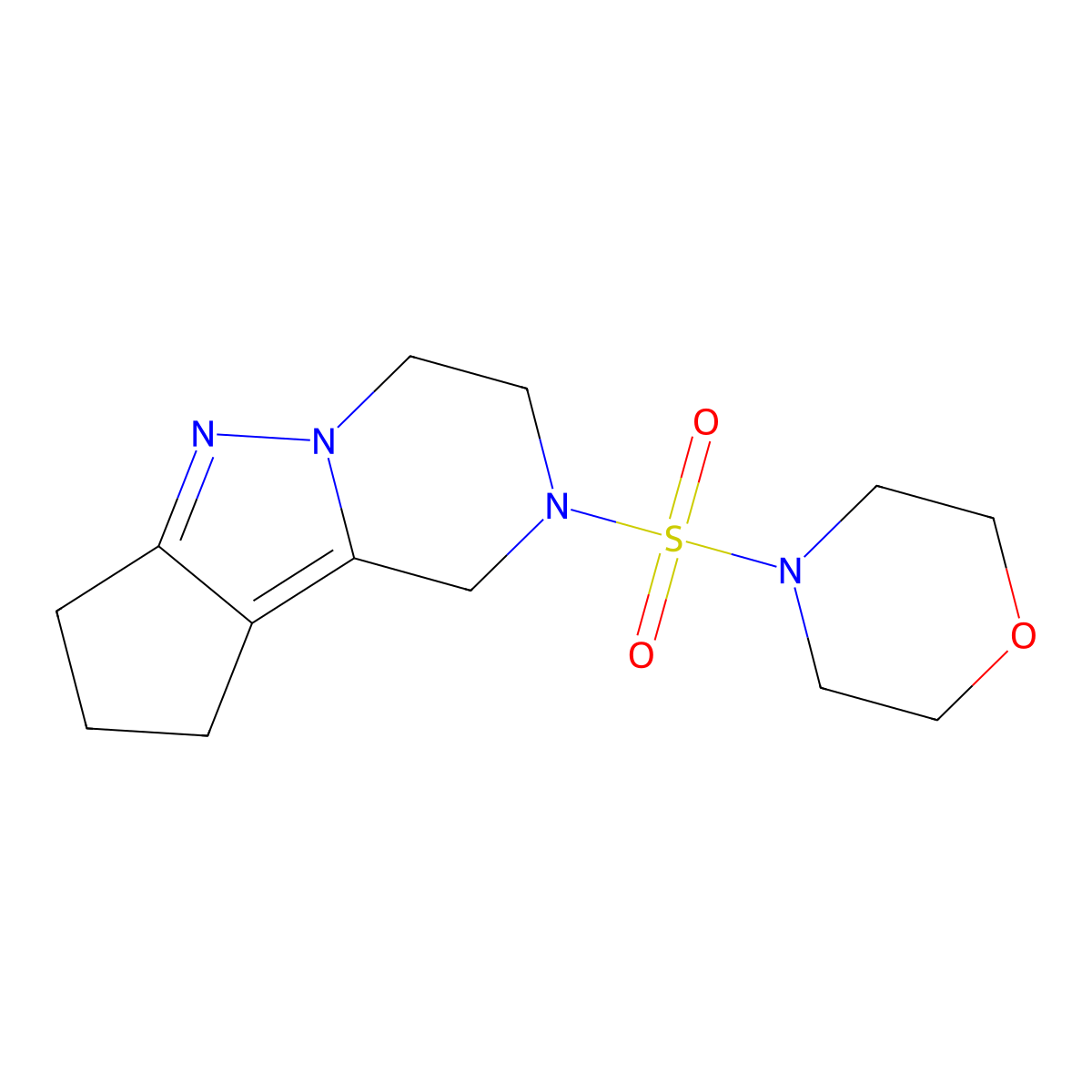 4-((3,4,8,9-tetrahydro-1H-cyclopenta[3,4]pyrazolo[1,5-a]pyrazin-2(7H)-yl)sulfonyl)morpholine molecular structure, CAS 2034290-11-2
