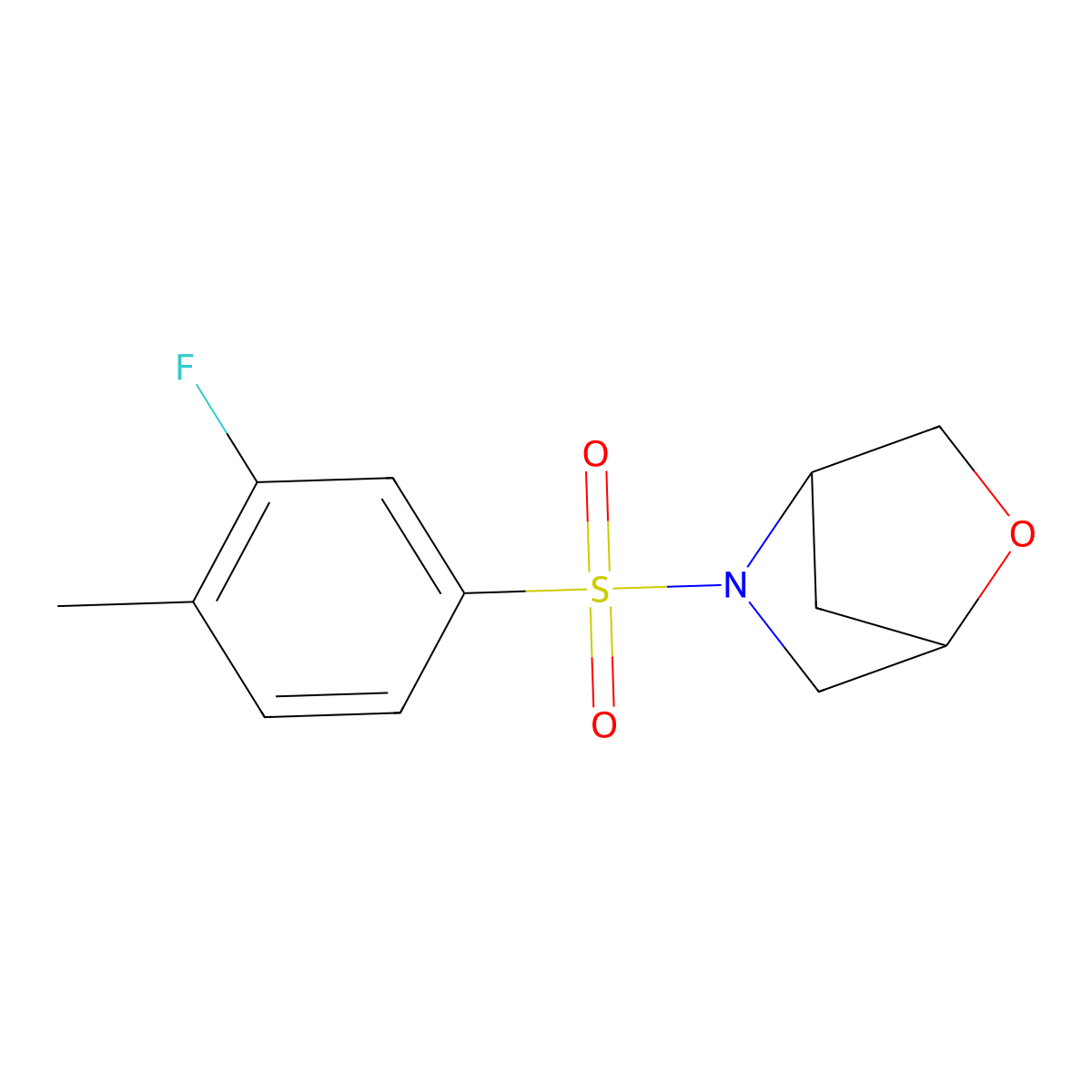 5-((3-Fluoro-4-methylphenyl)sulfonyl)-2-oxa-5-azabicyclo[2.2.1]heptane molecular structure, CAS 2034290-13-4