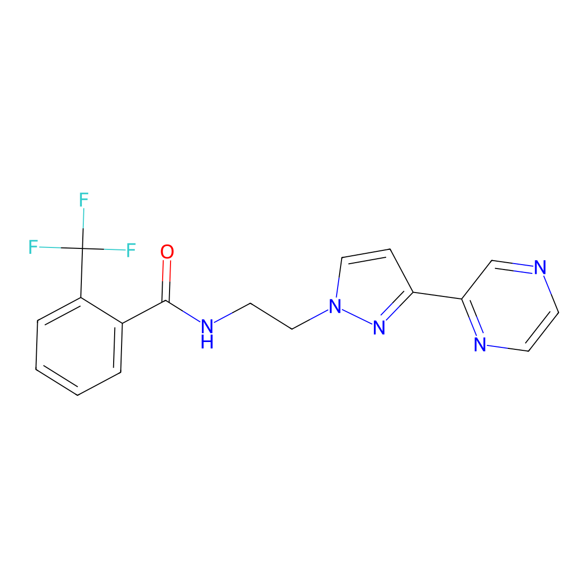 N-{2-[3-(pyrazin-2-yl)-1H-pyrazol-1-yl]ethyl}-2-(trifluoromethyl)benzamide molecular structure, CAS 2034290-17-8