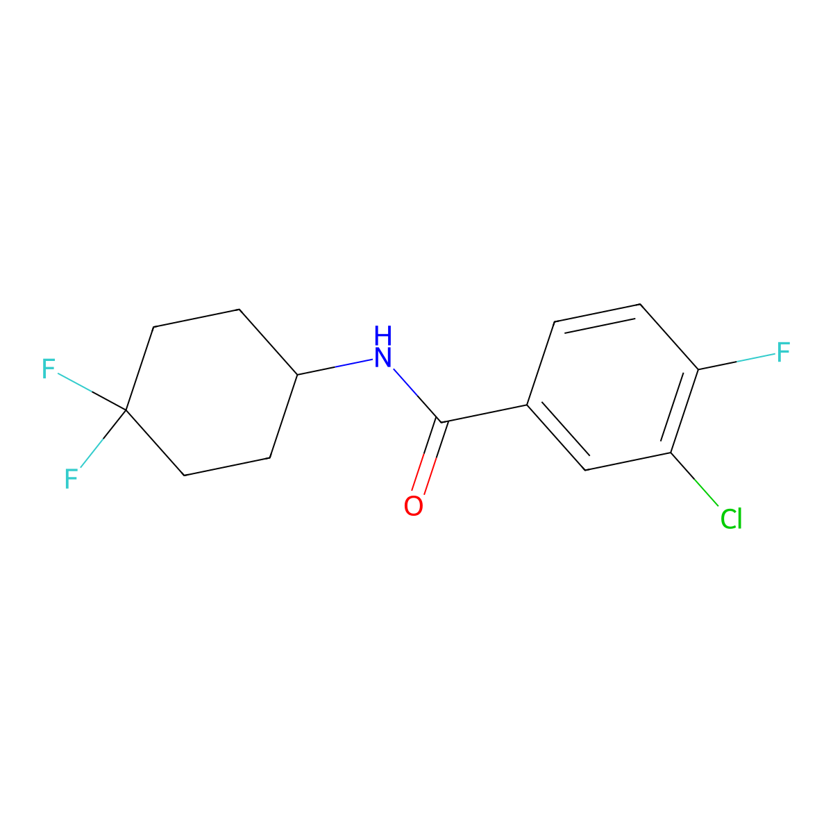 3-chloro-N-(4,4-difluorocyclohexyl)-4-fluorobenzamide molecular structure, CAS 2034290-20-3