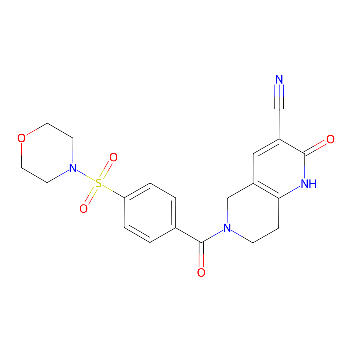 6-(4-(Morpholinosulfonyl)benzoyl)-2-oxo-1,2,5,6,7,8-hexahydro-1,6-naphthyridine-3-carbonitrile molecular structure, CAS 2034290-23-6