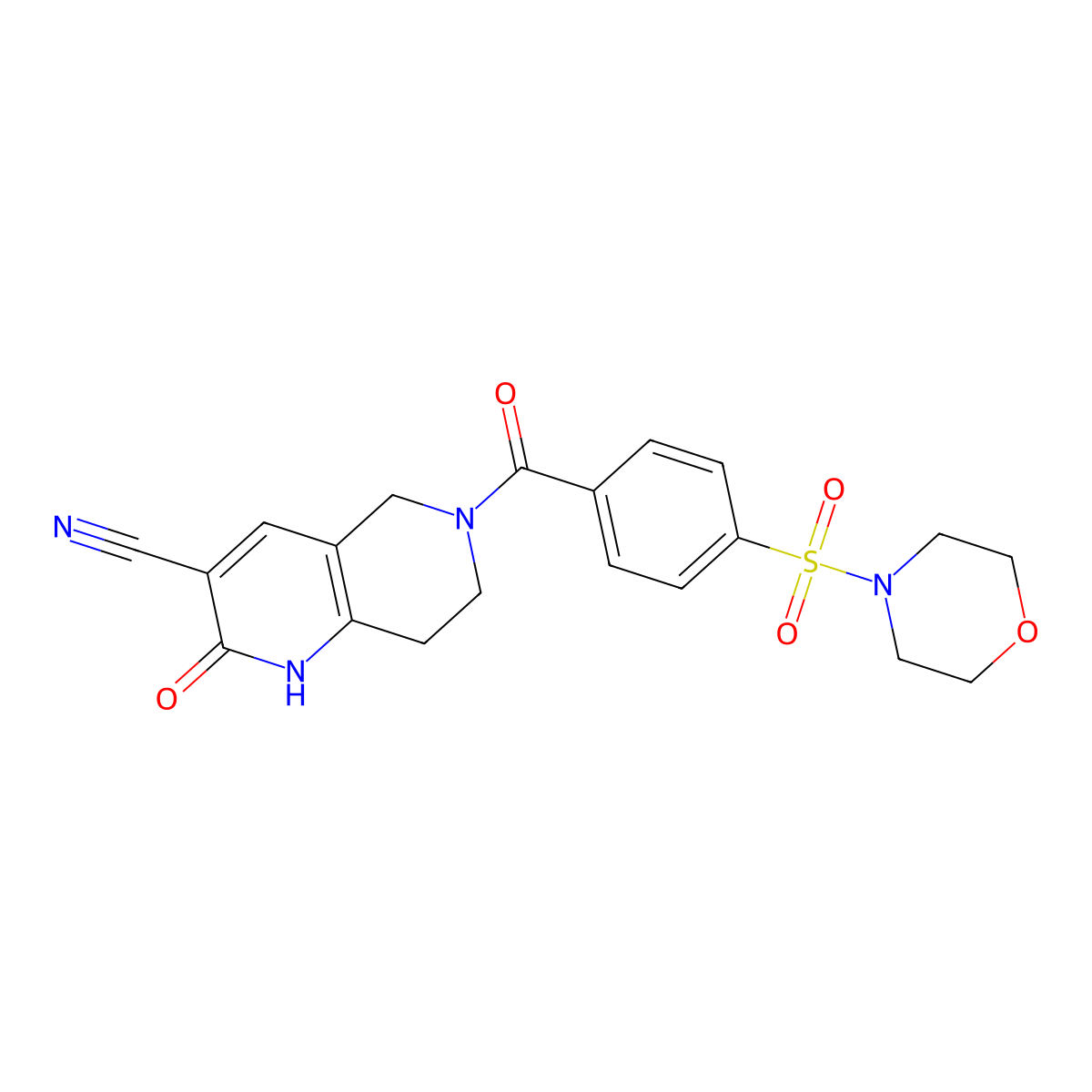 6-(4-(Morpholinosulfonyl)benzoyl)-2-oxo-1,2,5,6,7,8-hexahydro-1,6-naphthyridine-3-carbonitrile molecular structure, CAS 2034290-23-6