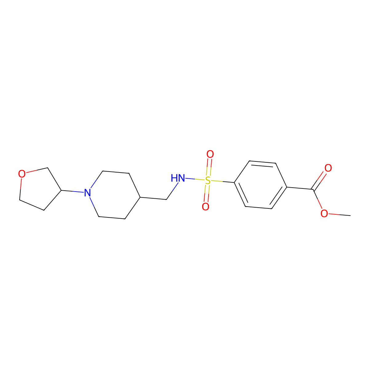 methyl 4-(N-((1-(tetrahydrofuran-3-yl)piperidin-4-yl)methyl)sulfamoyl)benzoate molecular structure, CAS 2034290-28-1