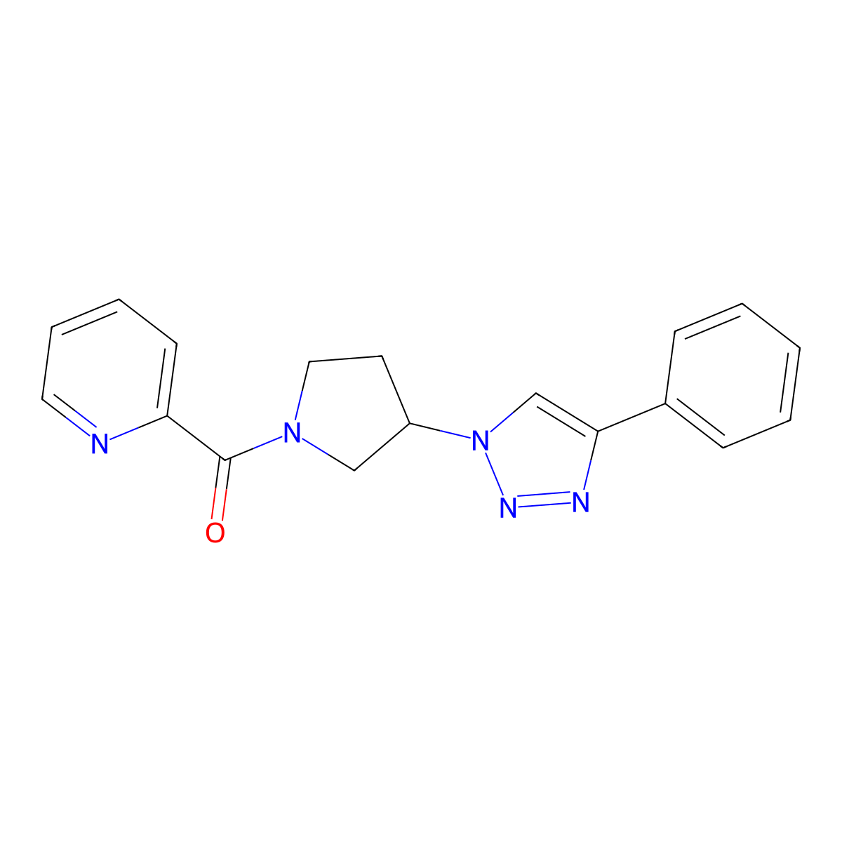 (3-(4-phenyl-1H-1,2,3-triazol-1-yl)pyrrolidin-1-yl)(pyridin-2-yl)methanone molecular structure, CAS 2034290-30-5