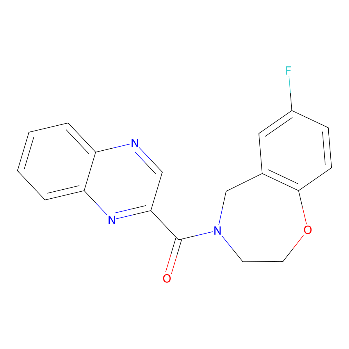7-Fluoro-4-(quinoxaline-2-carbonyl)-2,3,4,5-tetrahydro-1,4-benzoxazepine molecular structure, CAS 2034290-31-6