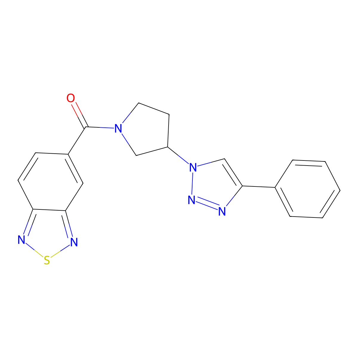 benzo[c][1,2,5]thiadiazol-5-yl(3-(4-phenyl-1H-1,2,3-triazol-1-yl)pyrrolidin-1-yl)methanone molecular structure, CAS 2034290-39-4