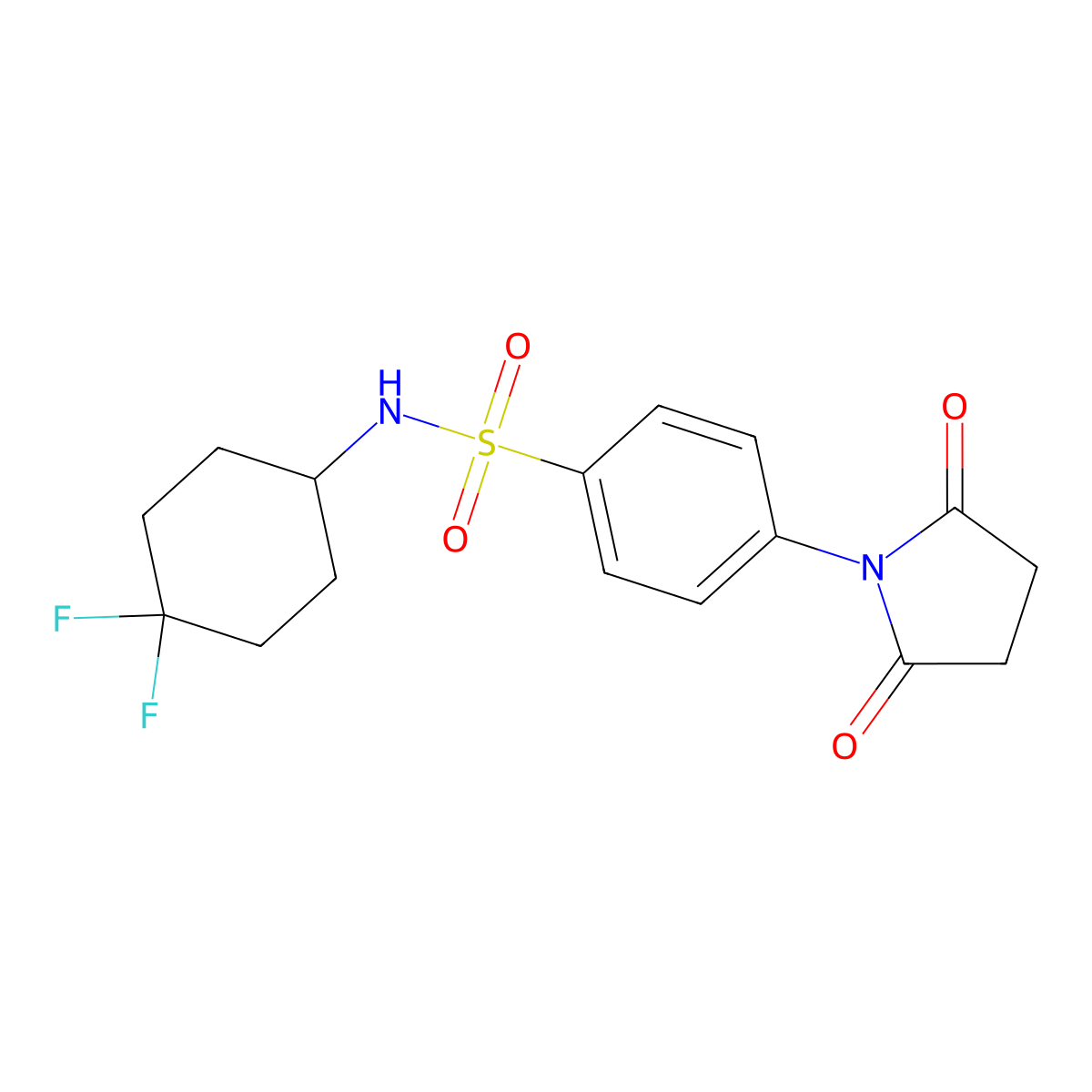 N-(4,4-difluorocyclohexyl)-4-(2,5-dioxopyrrolidin-1-yl)benzenesulfonamide molecular structure, CAS 2034290-41-8