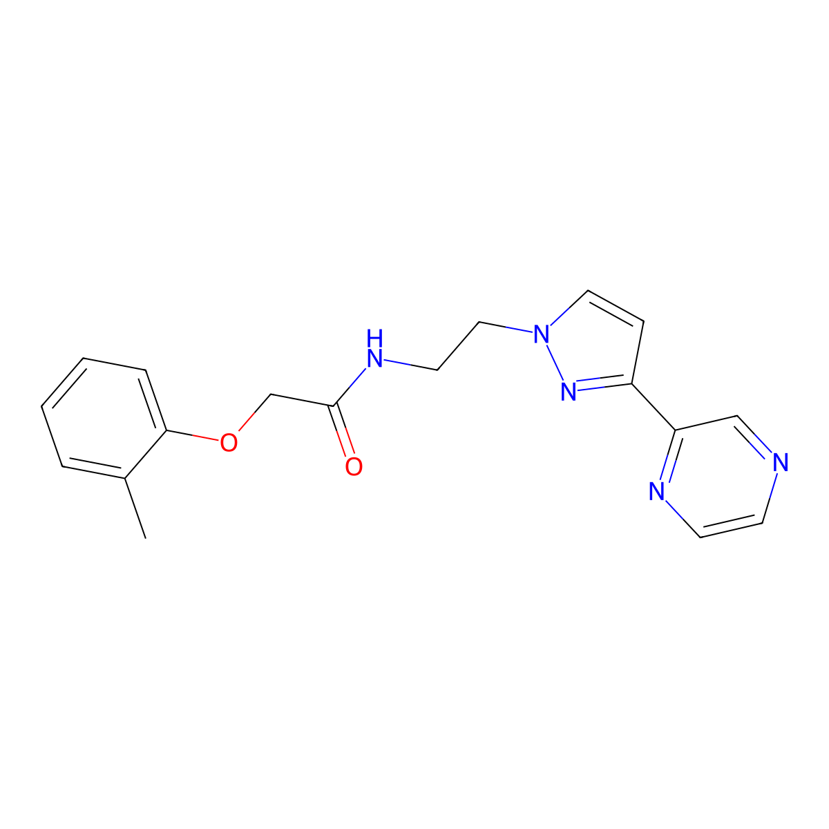 N-(2-(3-(pyrazin-2-yl)-1H-pyrazol-1-yl)ethyl)-2-(o-tolyloxy)acetamide molecular structure, CAS 2034290-44-1