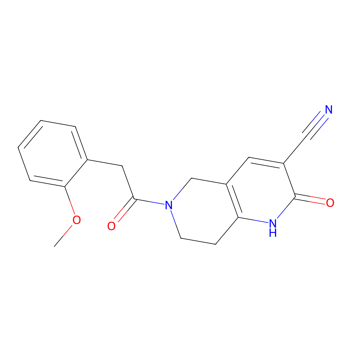 6-(2-(2-Methoxyphenyl)acetyl)-2-oxo-1,2,5,6,7,8-hexahydro-1,6-naphthyridine-3-carbonitrile molecular structure, CAS 2034290-47-4