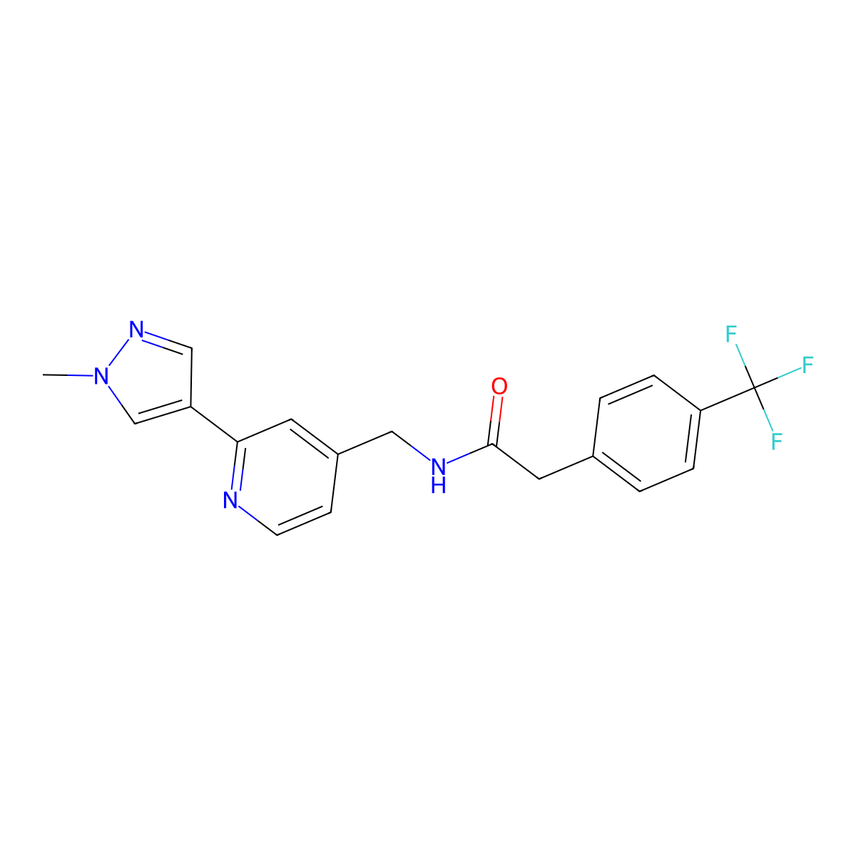 N-{[2-(1-methyl-1H-pyrazol-4-yl)pyridin-4-yl]methyl}-2-[4-(trifluoromethyl)phenyl]acetamide molecular structure, CAS 2034290-54-3